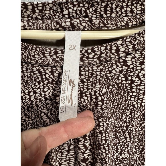 Melissa McCarthy 7 Seven Plus 2X Brown White Animal Print Exposed Zipper Blouse - Picture 5 of 8